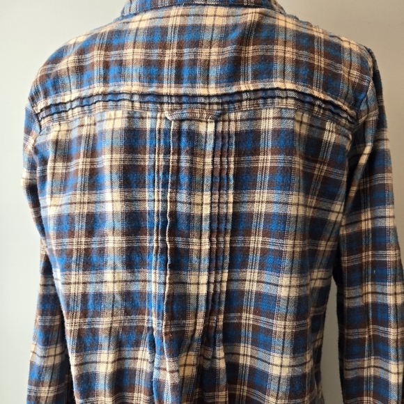 Wrangler Wrancher Women's Plaid Flannel Babydoll Pullover Button V-Neck - Picture 5 of 13